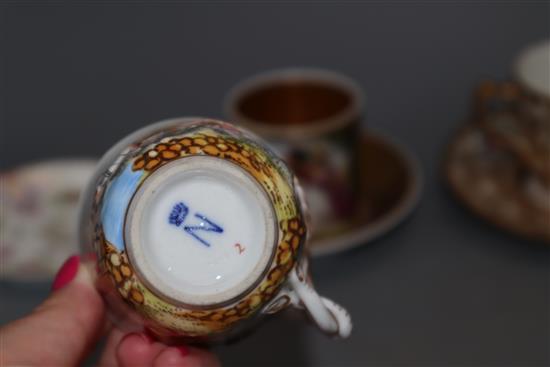 Four Italian porcelain cups and saucers, 19th century, including Doccia, saucers 11 -13.5cm